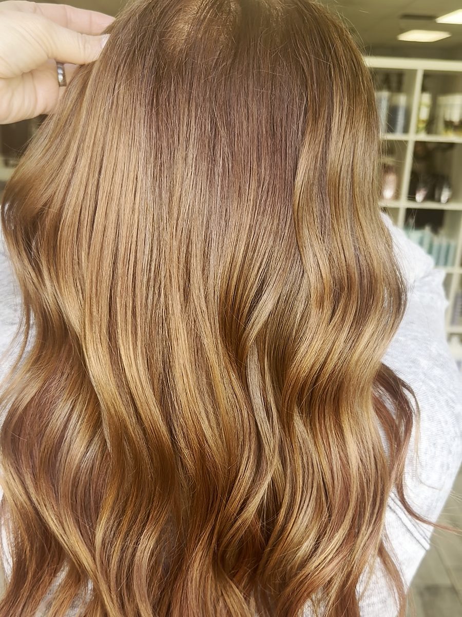 Long wavy copper hair