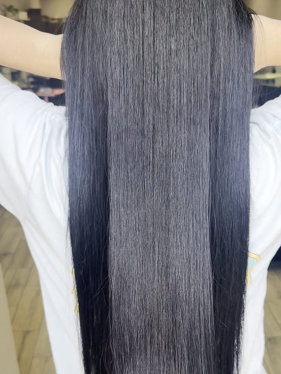 Very long, sleek, straight black hair